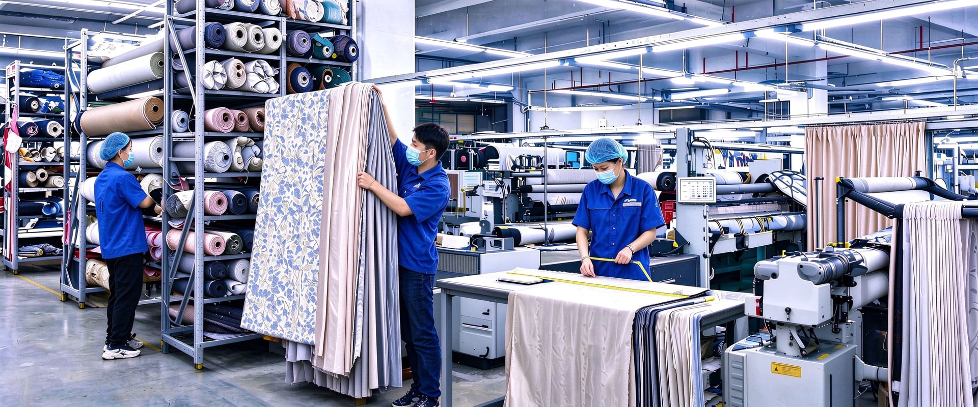 【鑫欧朗工厂纪实】走进成都2500㎡窗帘生产车间|实拍从面料入库到成品出厂12道品控流程