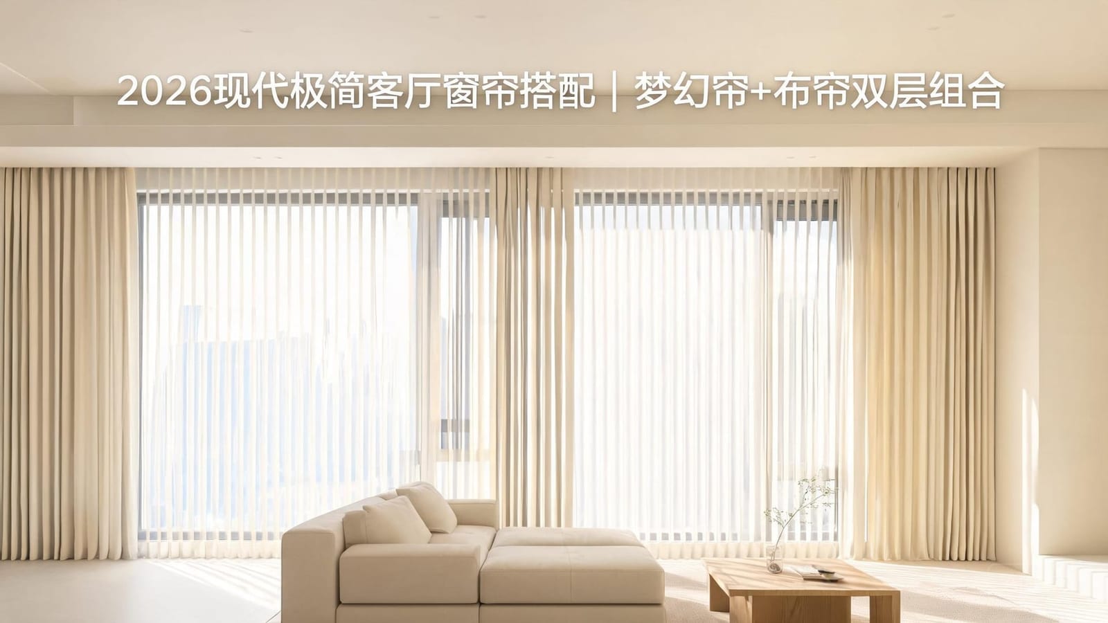 2026现代极简客厅窗帘搭配|梦幻帘+布帘双层组合3大黄金配色公式