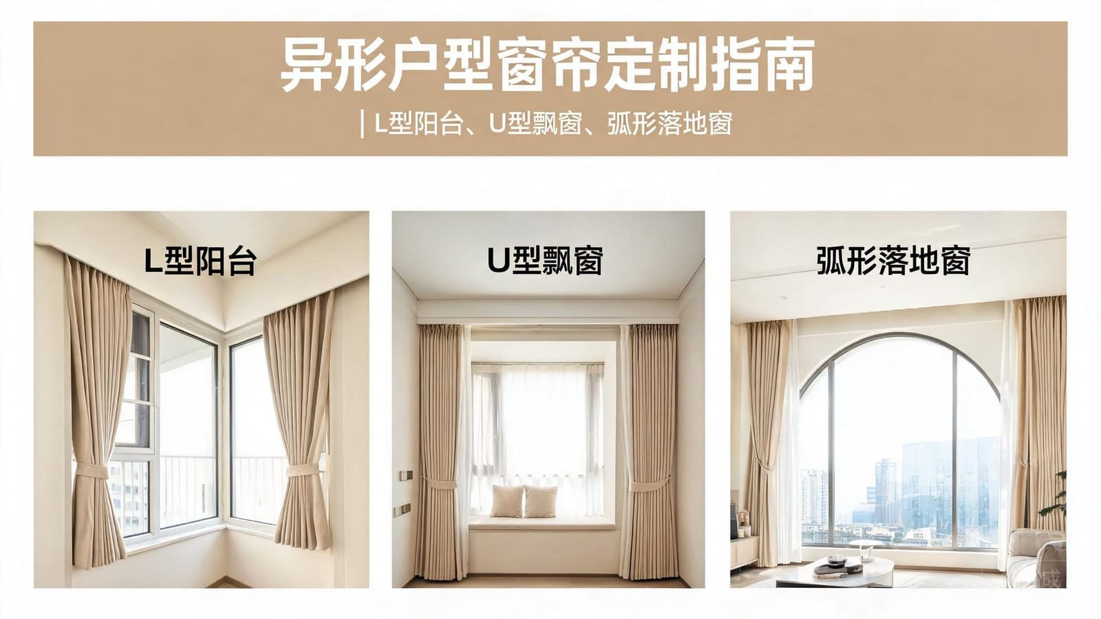 异形户型窗帘定制指南|L型阳台、U型飘窗、弧形落地窗、八角窗的4种黄金方案