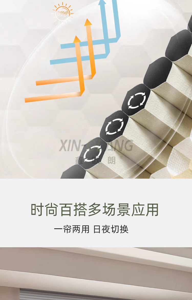 L 型 U 型转角一体电动日夜蜂巢帘 双层两用遮光飘窗蜂窝窗帘定制 详情图18