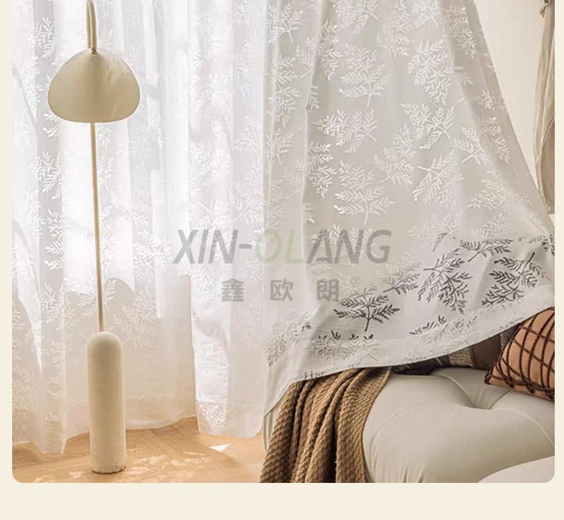 蝶恋花法式新中式窗纱 透光不透人蝴蝶提花纱帘浪漫客厅软装定制 详情图14