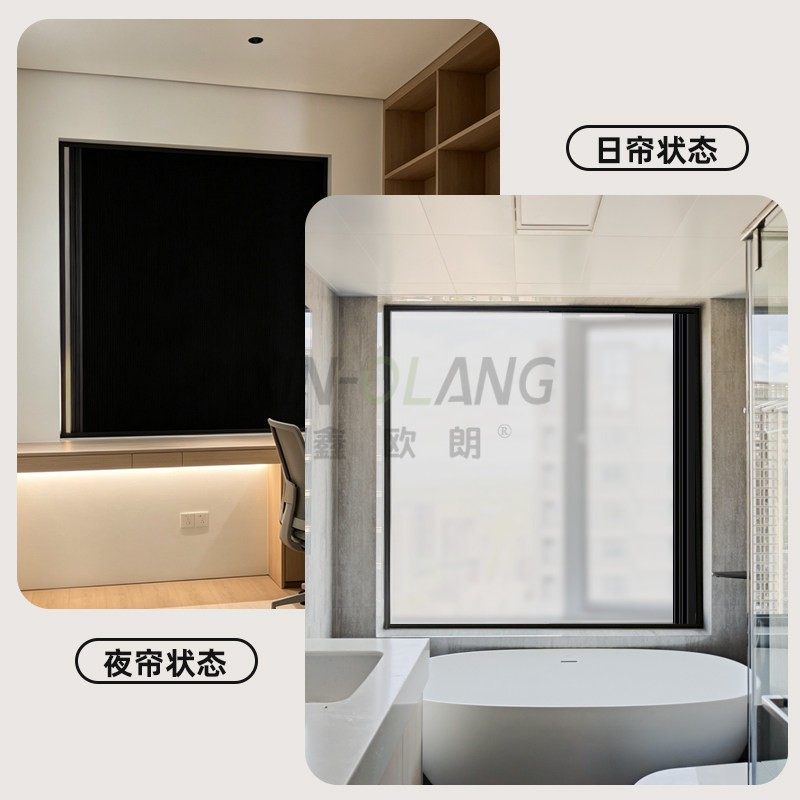带框日夜蜂巢帘 左右推拉式蜂窝帘 客厅书房卧室衣帽间遮光定制窗帘 主图3
