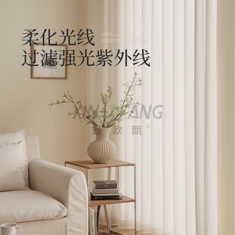 极简纱帘合集|透光不透人镜面幻影纱百叶纱防勾丝金刚纱帘定制 主图5