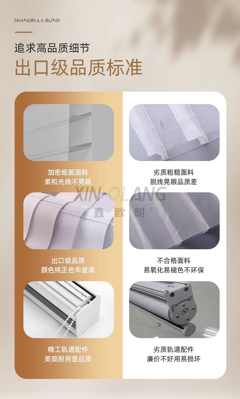 高端防眩晕香格里拉柔纱帘|电动智能手动 客厅卧室阳台免打孔柔纱窗帘定制 详情图4