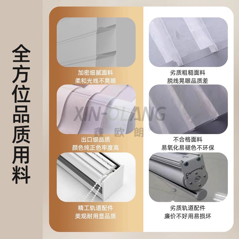 高端防眩晕香格里拉柔纱帘|电动智能手动 客厅卧室阳台免打孔柔纱窗帘定制 主图3